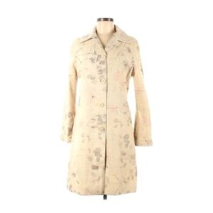 Made in Italy of Benetton Beige Wool Pea Coat Size 6